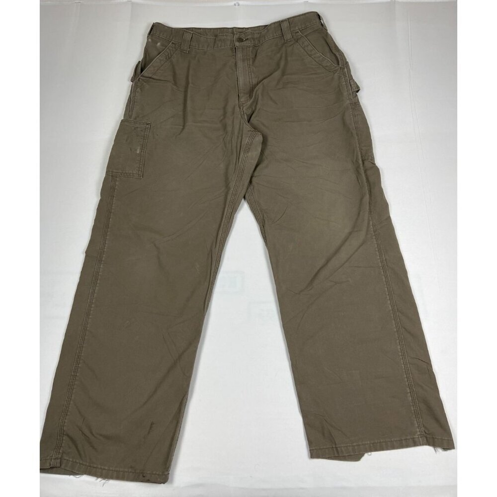 Carhartt Mens 40x30 Brown Loose Fit Canvas Carpenter Pants Workwear